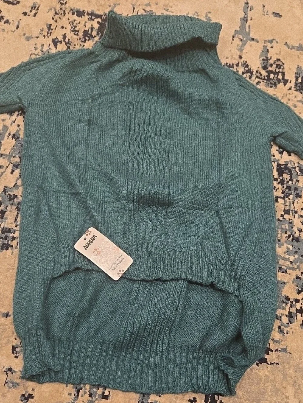 Classic Cable Knit Dog Sweater - Dark Green Large